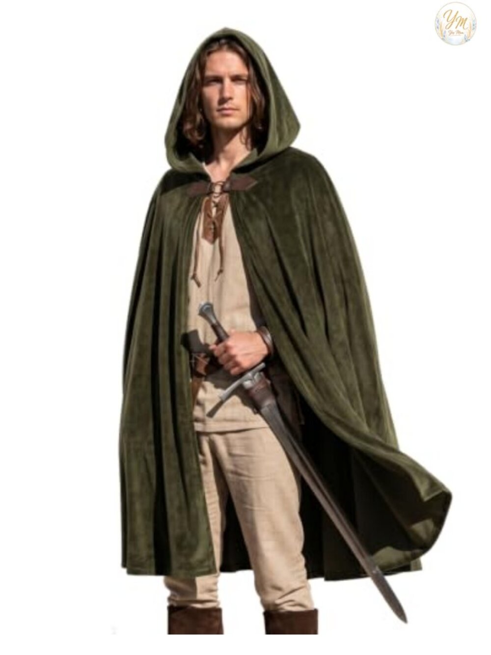 Medieval Velvet Hooded Cloak Renaissance Cape LARP Cosplay Costume
